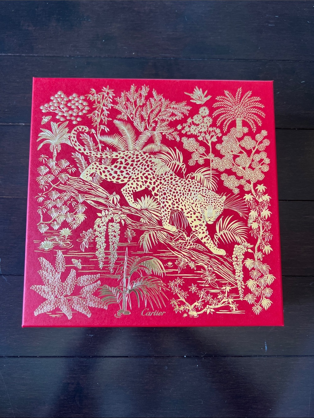 Cartier Red and Gold Jungle Leopard Empty Perfume Box
